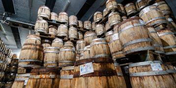 Feta cheese ageing in barrels in Kalavryta, Greece